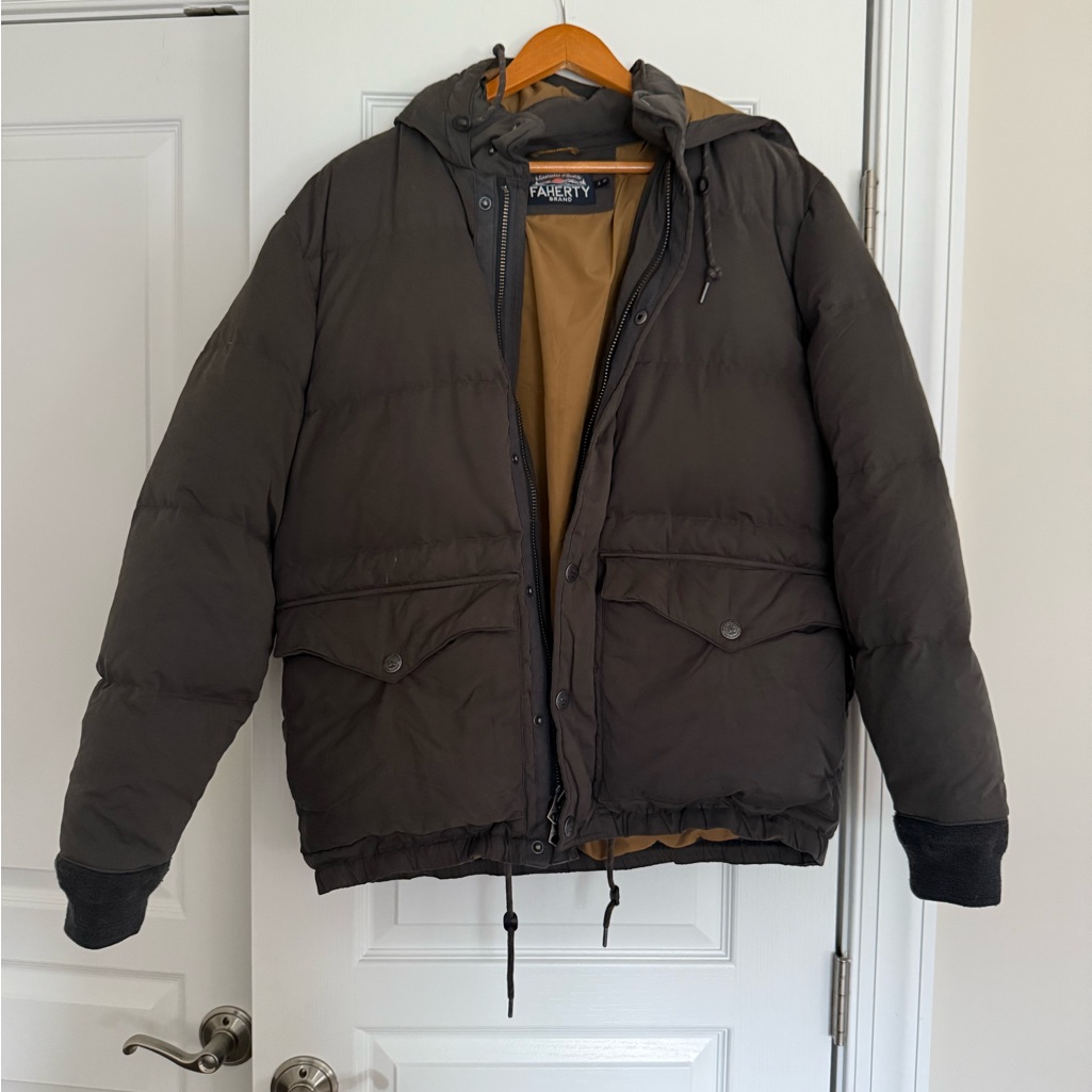 Faherty Brown Bomber Jacket Quilted Design Weather-Resistant